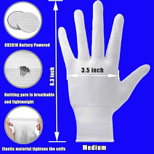 Miniatura 6 de COTRUERE Guantes LED iluminados con luces para los dedos, Navidad, Halloween, fiesta de cumpleaños, rave, regalos intermitentes para niños,
