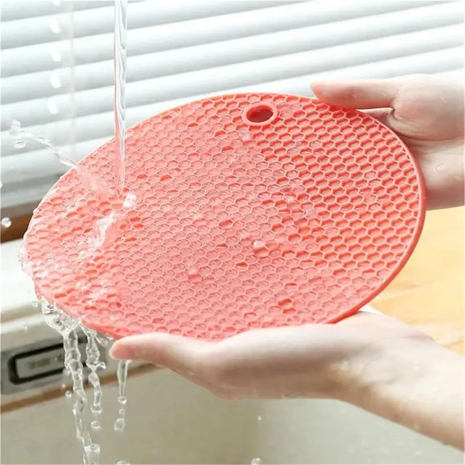 silikonowa podkładka pod gorące naczynia, Silikonowy stojak termoizolacyjny Okrągły uchwyt na garnek Wielokolorowy 14 cm 17(Big Orange)