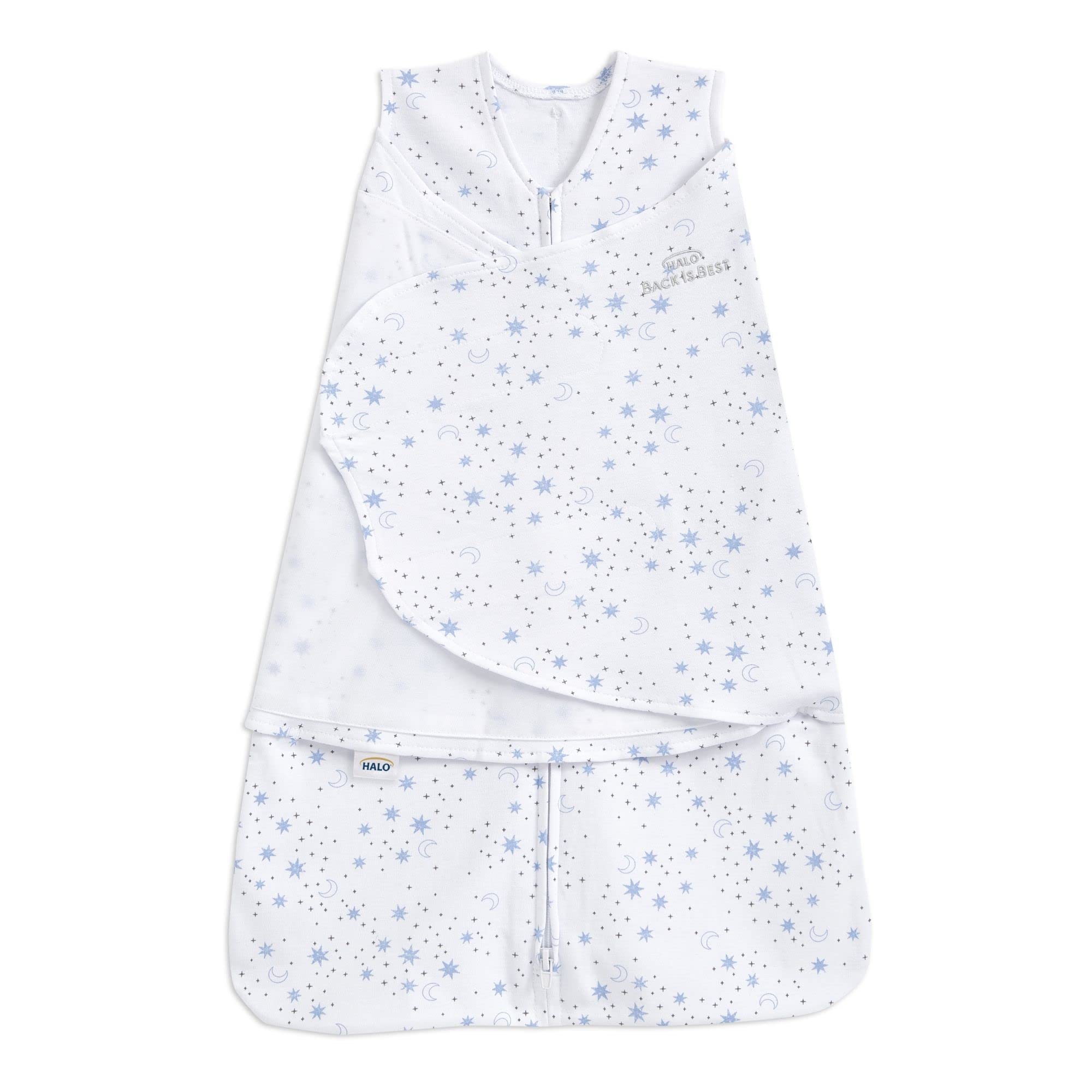 HALO - Sacco nanna Sleepsack, da 1,5 tog, 100% cotone, coperta per neonati unisex, 3-6 mesi, motivo con lune, blu