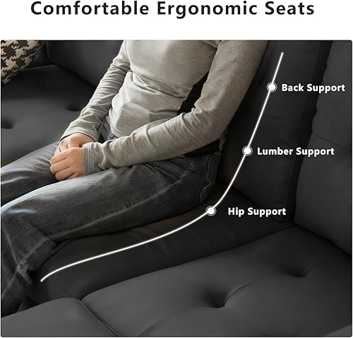 Miniatura 5 de Wimarsbon Sofá en forma de U de 106 pulgadas con diván doble, moderno juego de sofá modular tapizado de 4 asientos para sala de estar, dormitorio,