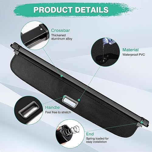 Miniatura 474 de Powerty Cubierta de Carga para Accesorios Kia Sportage 2023-2025 2026, Textura de Lona Cubierta Retráctil para Maletero Trasero de Carga de Equipaje