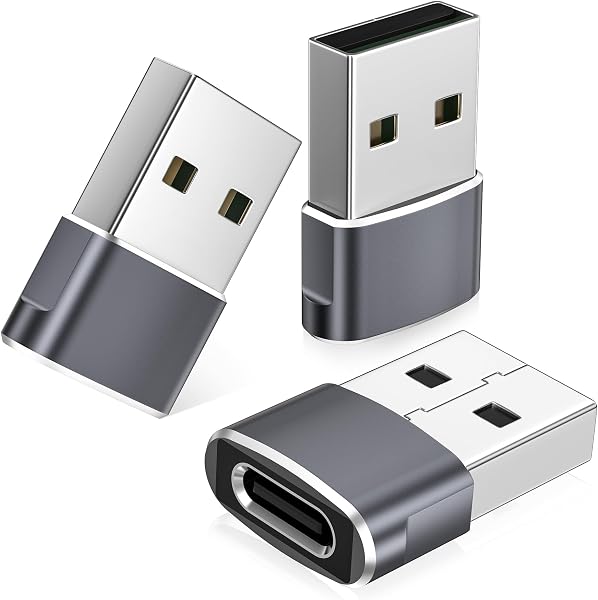 Basesailor USB auf USB C Adapter für iPhone 17 Apple 16 16e 15 14 Pro Max Plus Charger 3 Pack,Typ C Buchse zu USBA Stecker Ladegerät Netzteil für iPad 10 Mini 7 Air 6,Apple Watch 8 9 10 11,Samsung S25 - 1