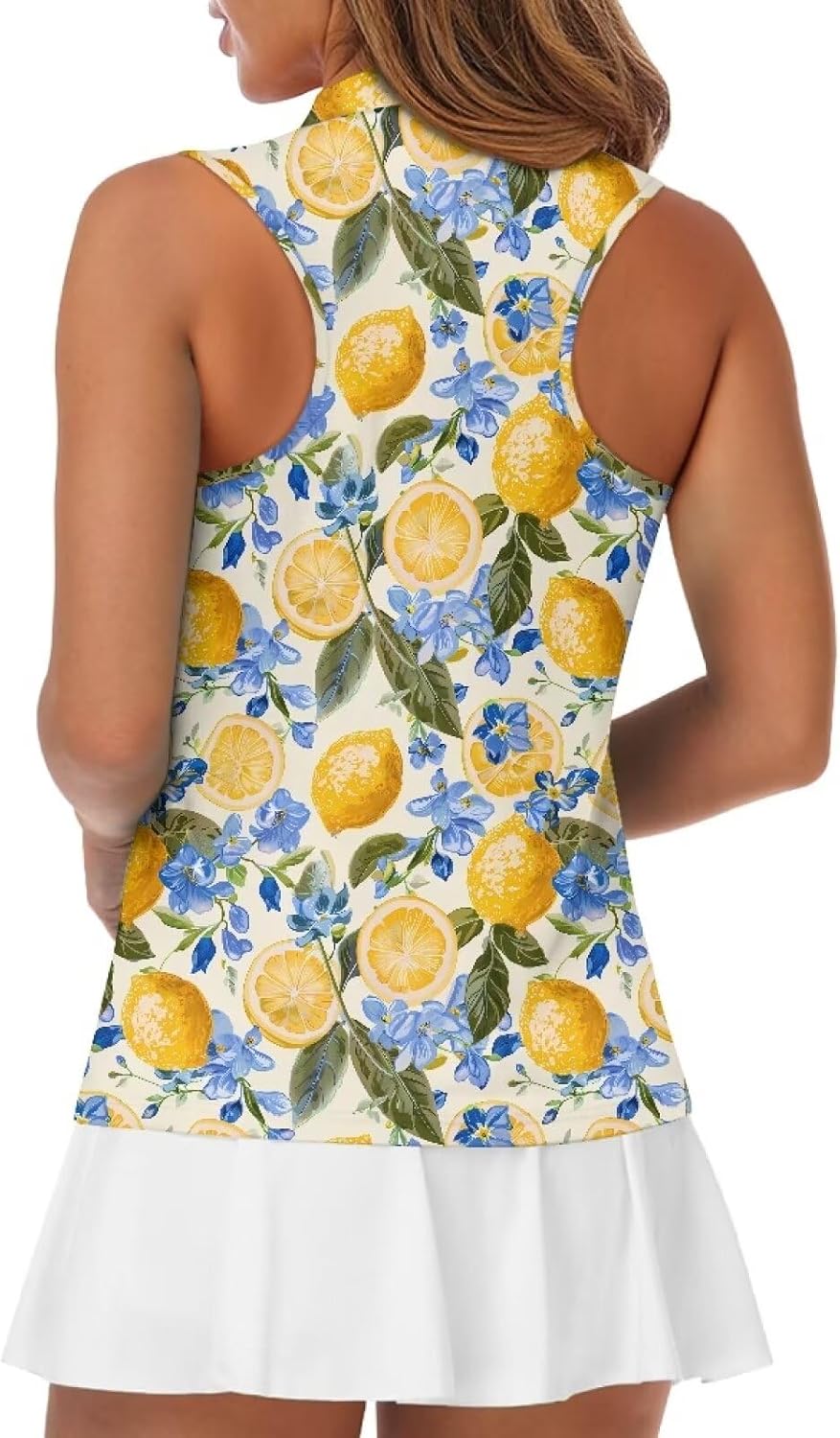 Sleeveless Golf Shirts for Women Lightweight Comfy Loose V Neck Zip Up Golf Tank Top Tennis Shirts for Women XS-2XL