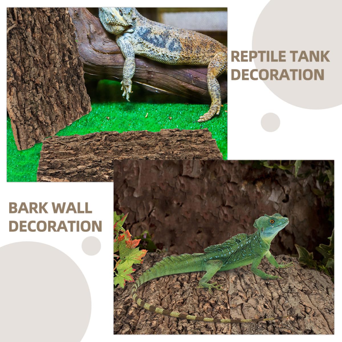 Abaodam Decoración de Corteza de Árbol de Reptil 4 Piezas Café | Fondo para Terrario y Acuario, Fácil de Cortar y Colocar, sin Mantenimiento
