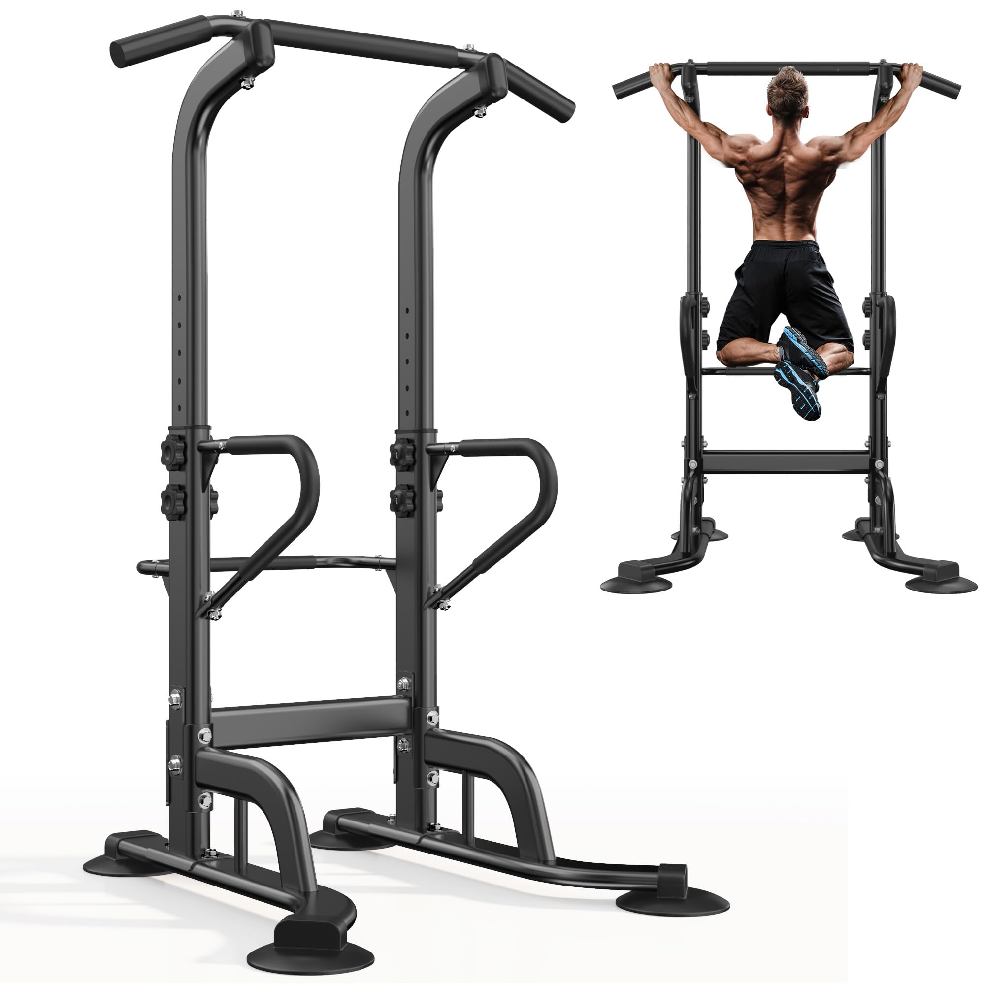 SogesHome Power Tower 11 Height Adjustable Pull Up Bar and Dip Station Multi-Function Strength Training Fitness Equipment for