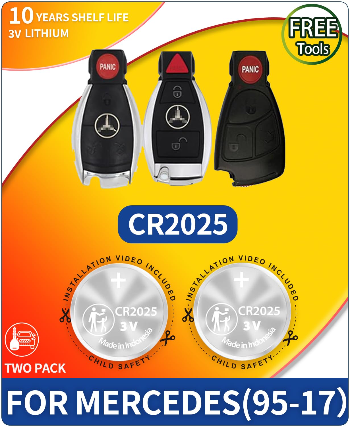 Knmipm Key Fob Replacement Batteries for Mercedes-Benz (C-Class E-Class ML S-Class Sprinter GLC GL CLA CLK GLE GLA SLK SL CLS GLS R C300 E350 ML350
