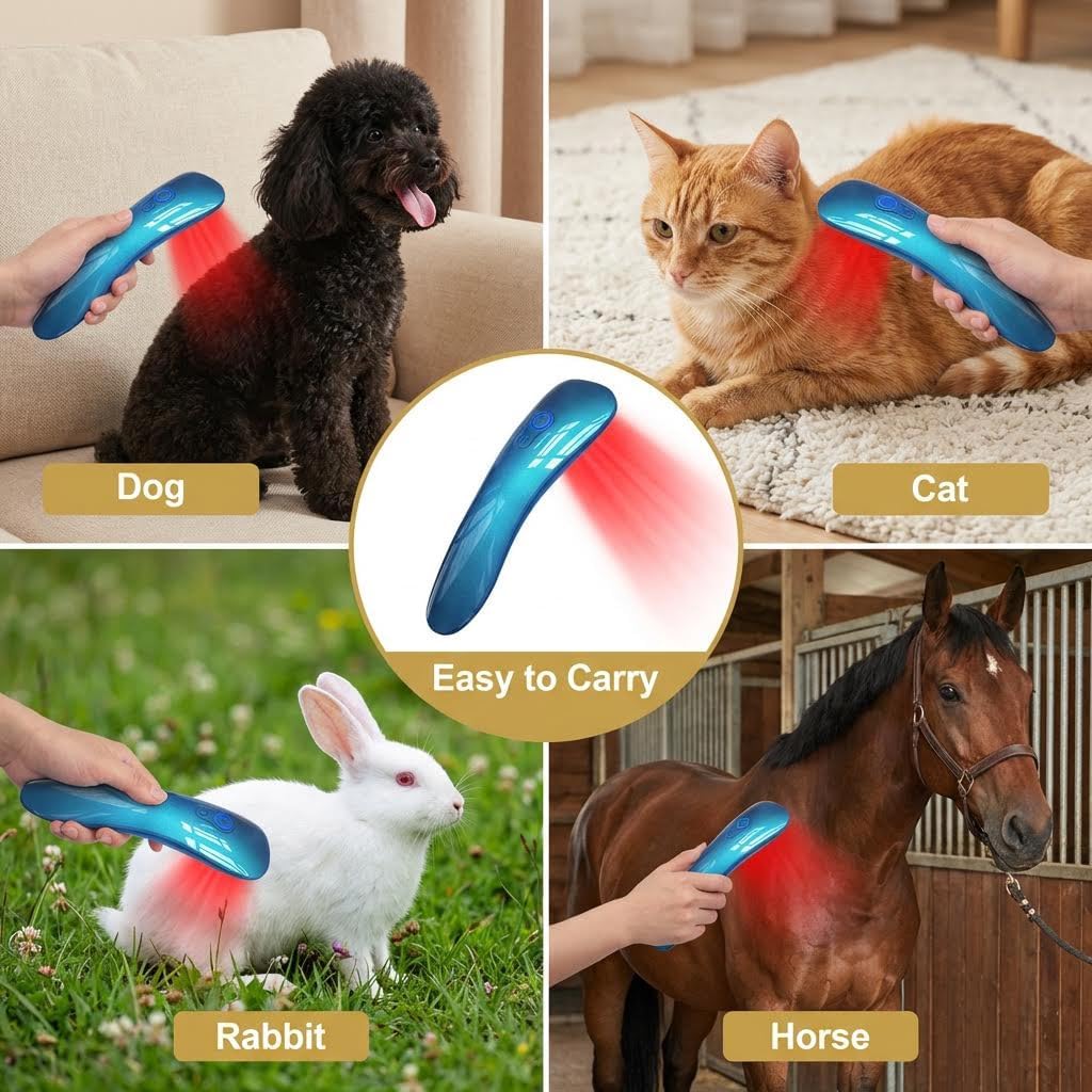 Portable Red Light Therapy for Pet Animals Vet Muscle & Joint Pain Relief Wound Healing Care, Cold Laser Therapy Pain Relief Device for Animals Reduces Inflammation