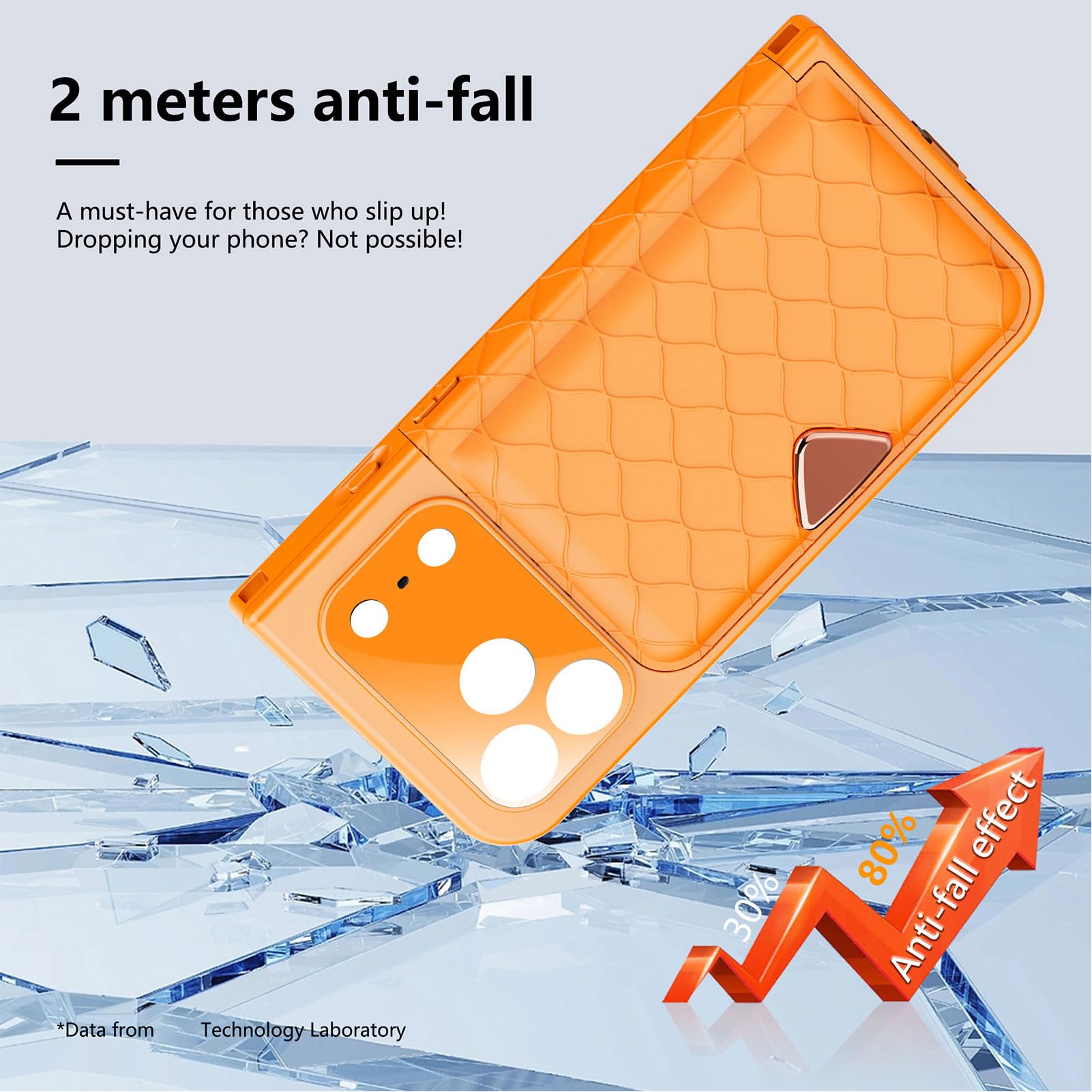 Custodia per Smartphone Impermeabile IP68 con Protezione Completa a 360°, Cover per Telefono Completamente Sigillata con Specchio Porta Carte, Design Antiurto Antigoccia per Uso (ORANGE)
