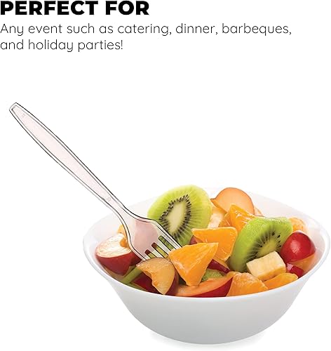 Miniatura 9 de Tenedores desechables de plástico negro, cubiertos de plástico utensilios para fiestas, picnics, oficina, hogar y escuela, 100 unidades