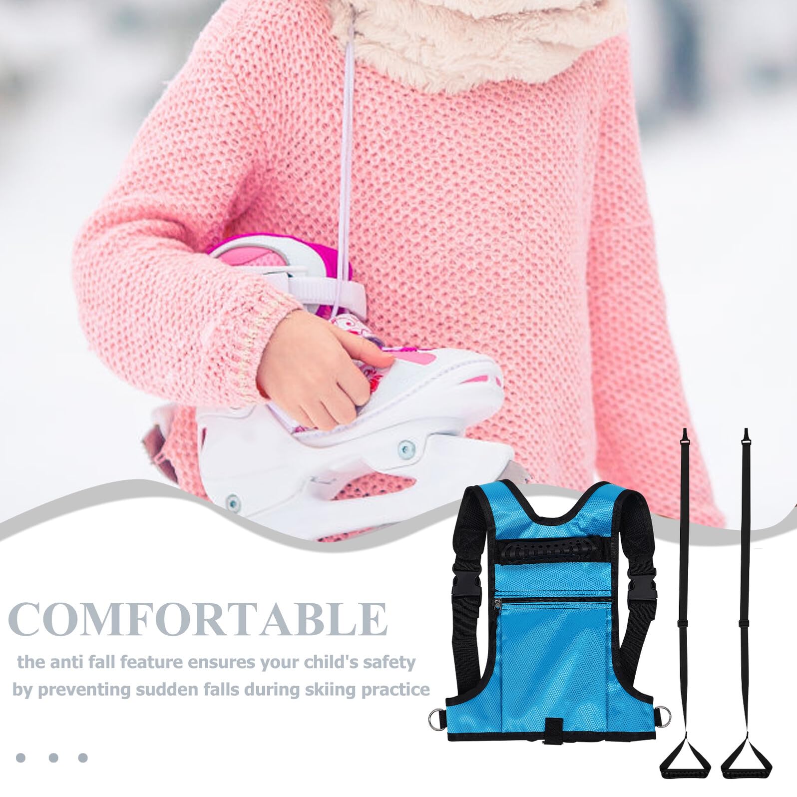 SUPVOX Imbracatura e Snowboard per Regolabile con Zaino Traspirante Rete Blu Cintura di Sicurezza per Apprendimento e Controllo Velocità Adatta per Pattinaggio e Sport Invernali