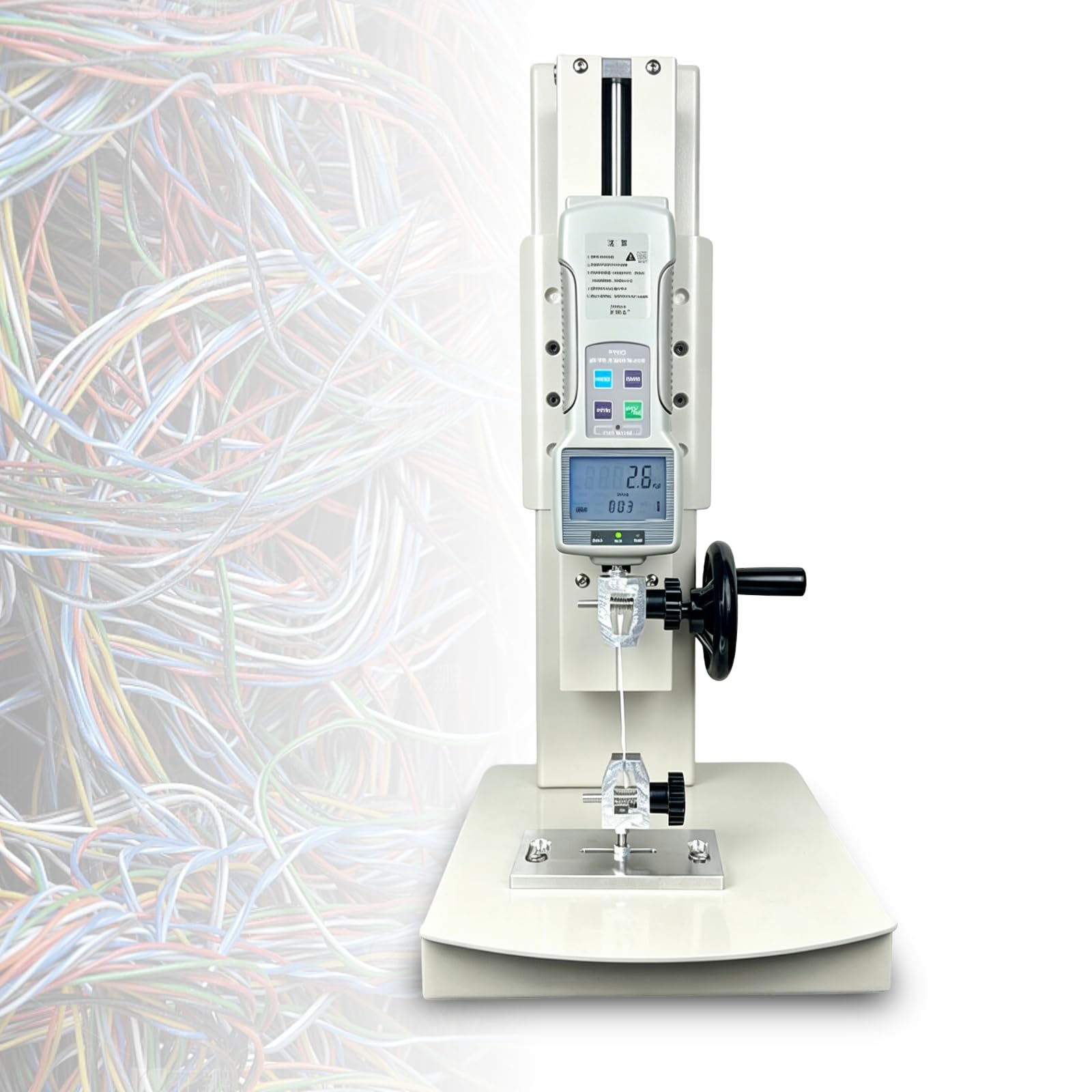 ZHENYUWANG Tensile testing machine and digital force gauge combination; portable digital force gauge with 5 probes and 2 test fixtures 500N