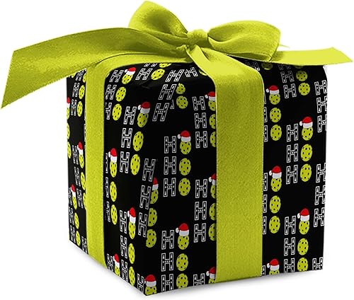 Miniatura 9 de Divertido papel de regalo de pickleball Ho Ho Ho, papel de regalo grueso, bola de remo de Navidad, decoración de fiestas deportivas al aire libre