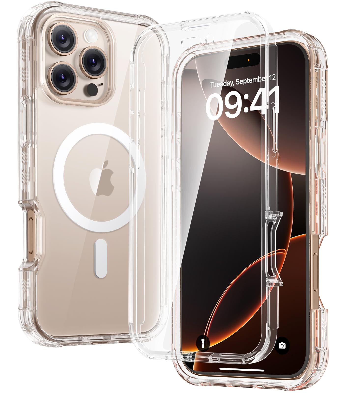 Diaclara Magnetic Designed for iPhone 16 Pro Max Case, Full Body Rugged with Touch Sensitive Anti-Scratch Screen Protector, Compatible with MagSafe, Soft Bumper Case for iPhone 16 Pro Max 6.9'', Clear