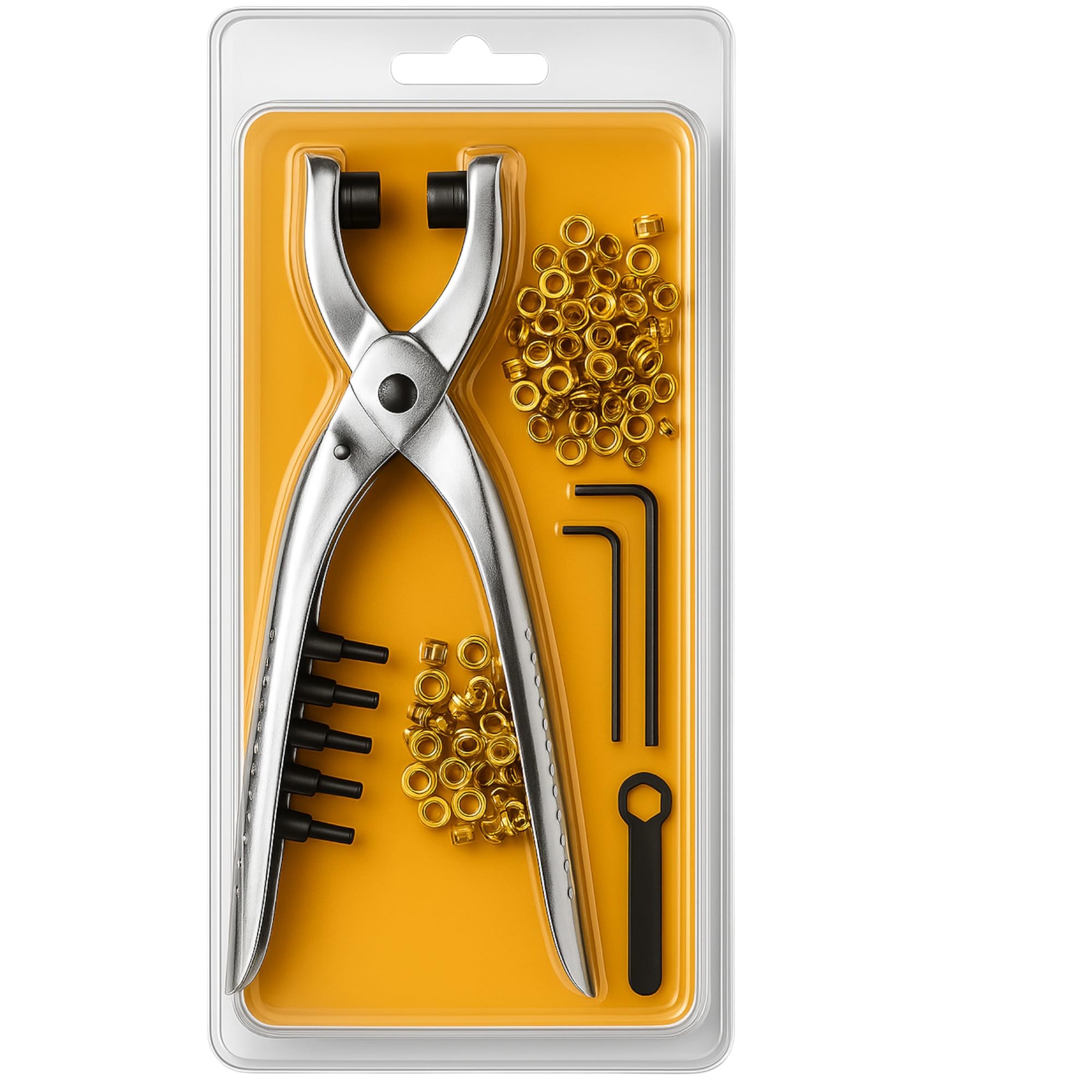 Pince Manuelle avec 100 Œillets en Laiton à Sertir - Kit Complet pour Fixation et Décoration