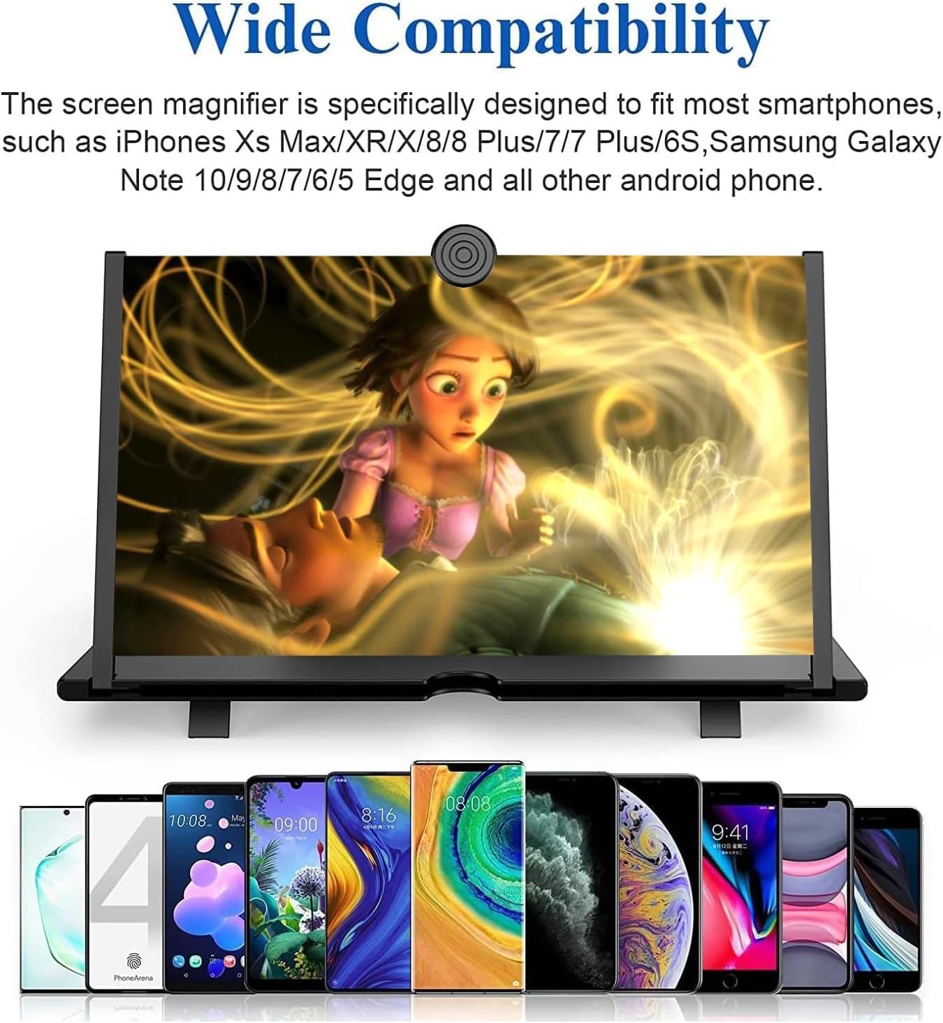 Amplificador de Pantalla de móvil, 20 Pulgadas HD Lupa para movil, Amplificador de Pantalla, para Todos los Smartphones, para Ver películas y Videos (Negro)