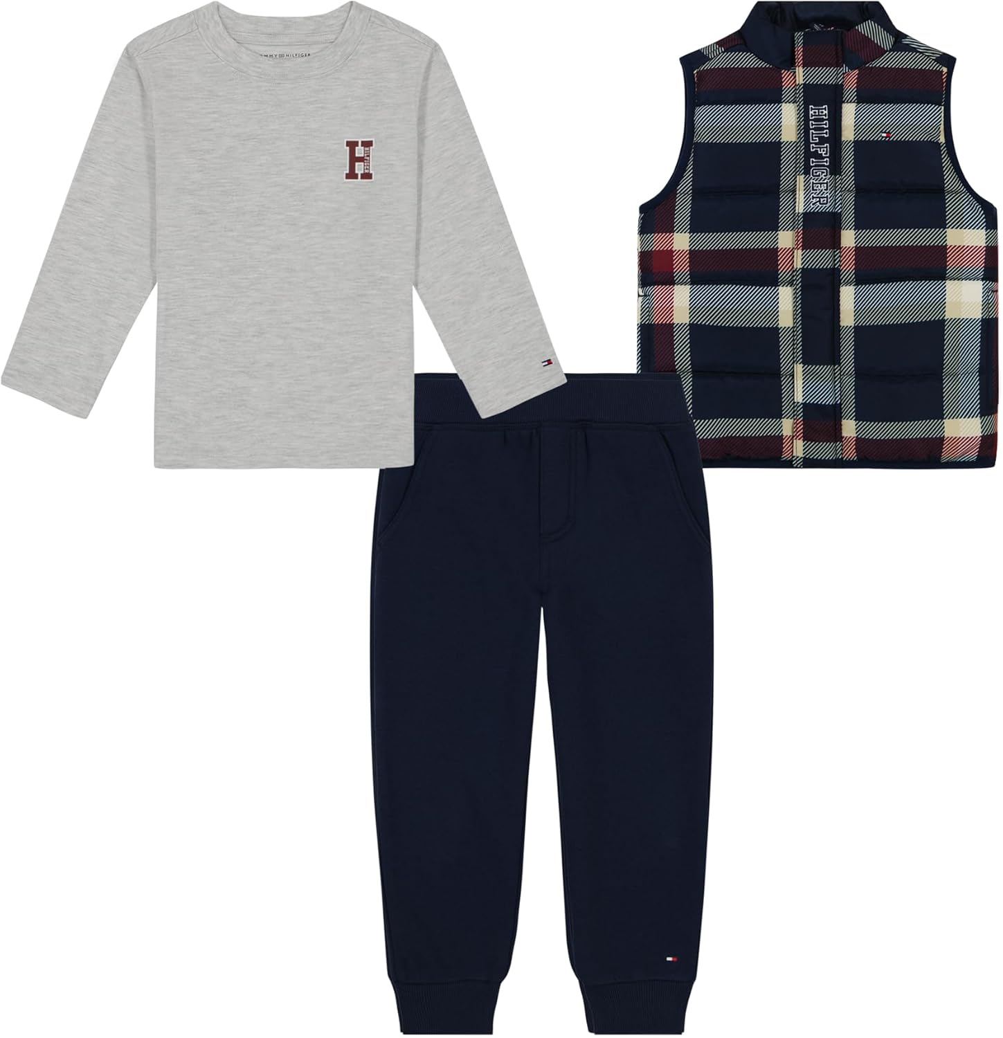 Tommy Hilfiger Baby Boys' 3-piece Set, Vest, Knit T-shirt, Jogger Sweatpant