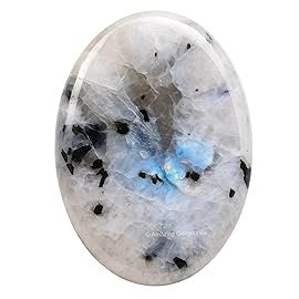 Amazing Gemstone Rainbow Moonstone Worry Stone Crystals, Healing Stones
