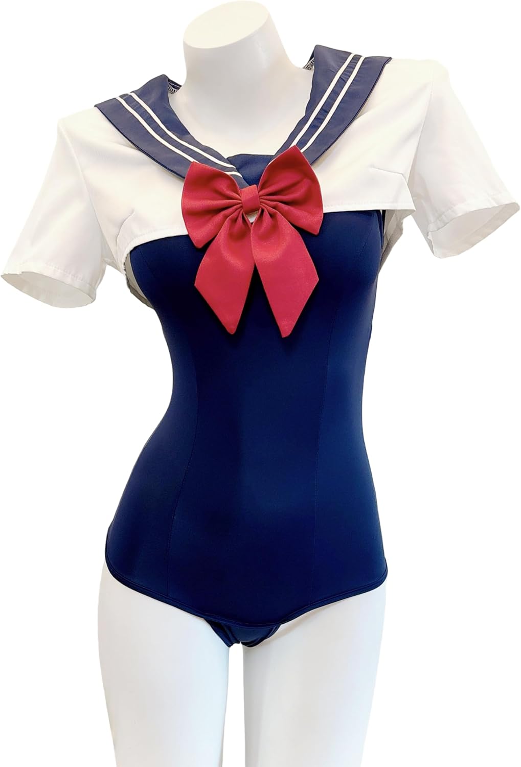Sailor Gym Bodysuit Set with Crop Top & Armband, S-M