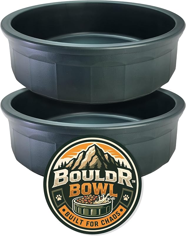 Tigela para Cães e Gatos BouldrBowl de Plástico Reforçado Verde Healthy Surplus, 1,42 L, Pacote com 2