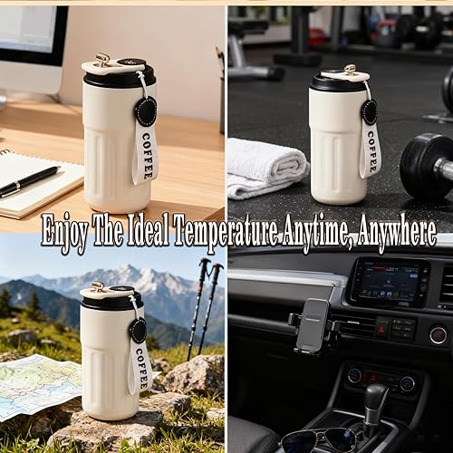 Miniatura 6 de Taza de viaje con pantalla de temperatura, taza de viaje de 15.2 fl oz con pantalla de temperatura, taza aislada de acero inoxidable, para bebidas
