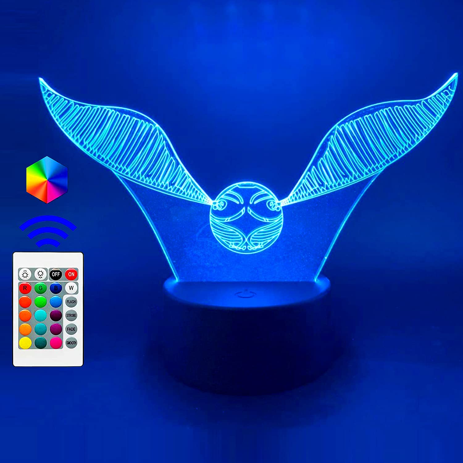 TENVAVA 3D LED Night Light Harry James Potter Snith Illusion Lamp with 16 Colour Changes and Remote Control Gifts for Children from 3 4 5 6+ Years