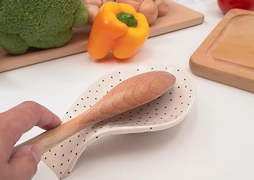 Miniatura 5 de Soporte para cuchara para estufa, soporte grande y duradero, soporte para utensilios de cocina de 4 pulgadas, sin plomo y de cerámica de grado
