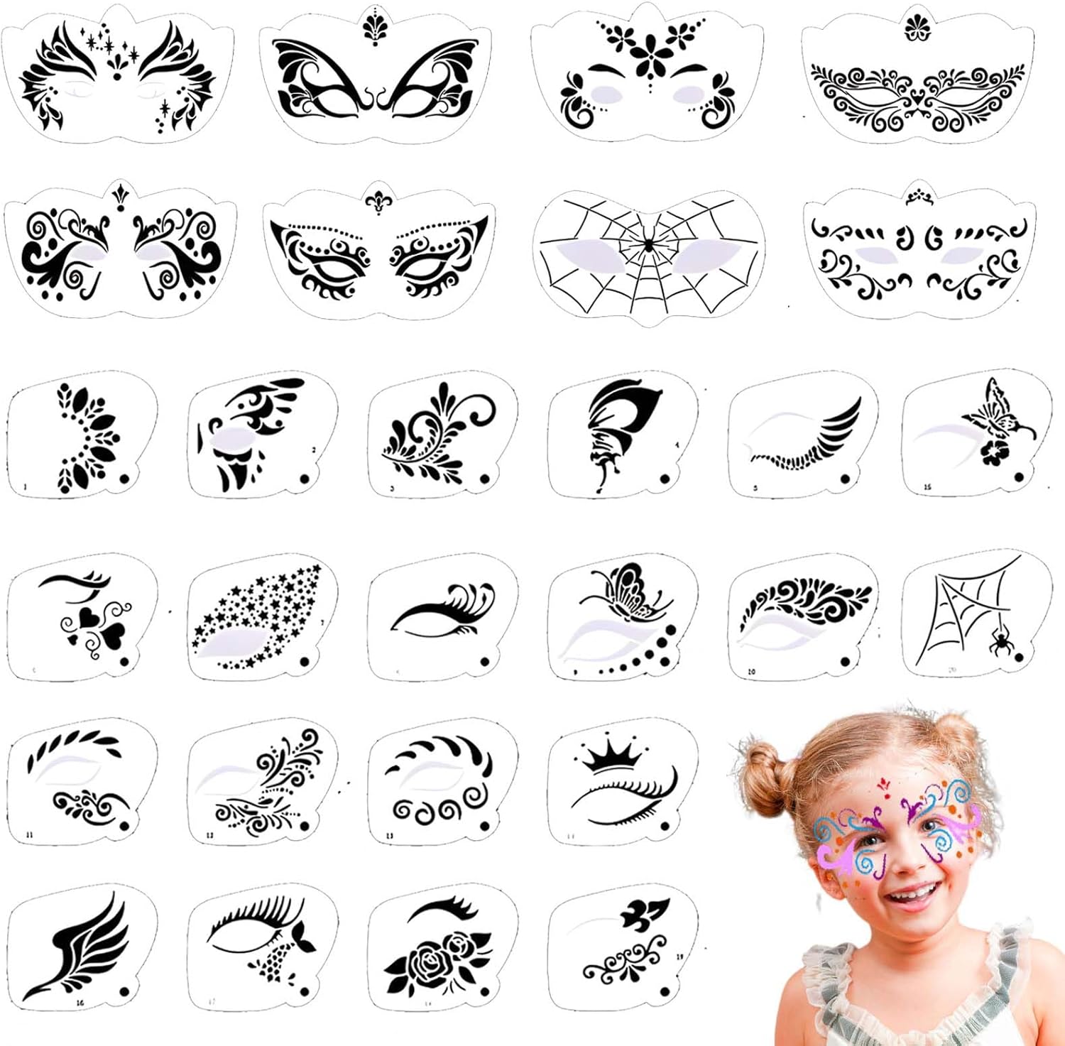 28 Pcs Face Paint Stencils Kits Face Painting Croatia | Ubuy 28-pcs-face-paint-stencils-kits-face-painting-croatia-ubuy
