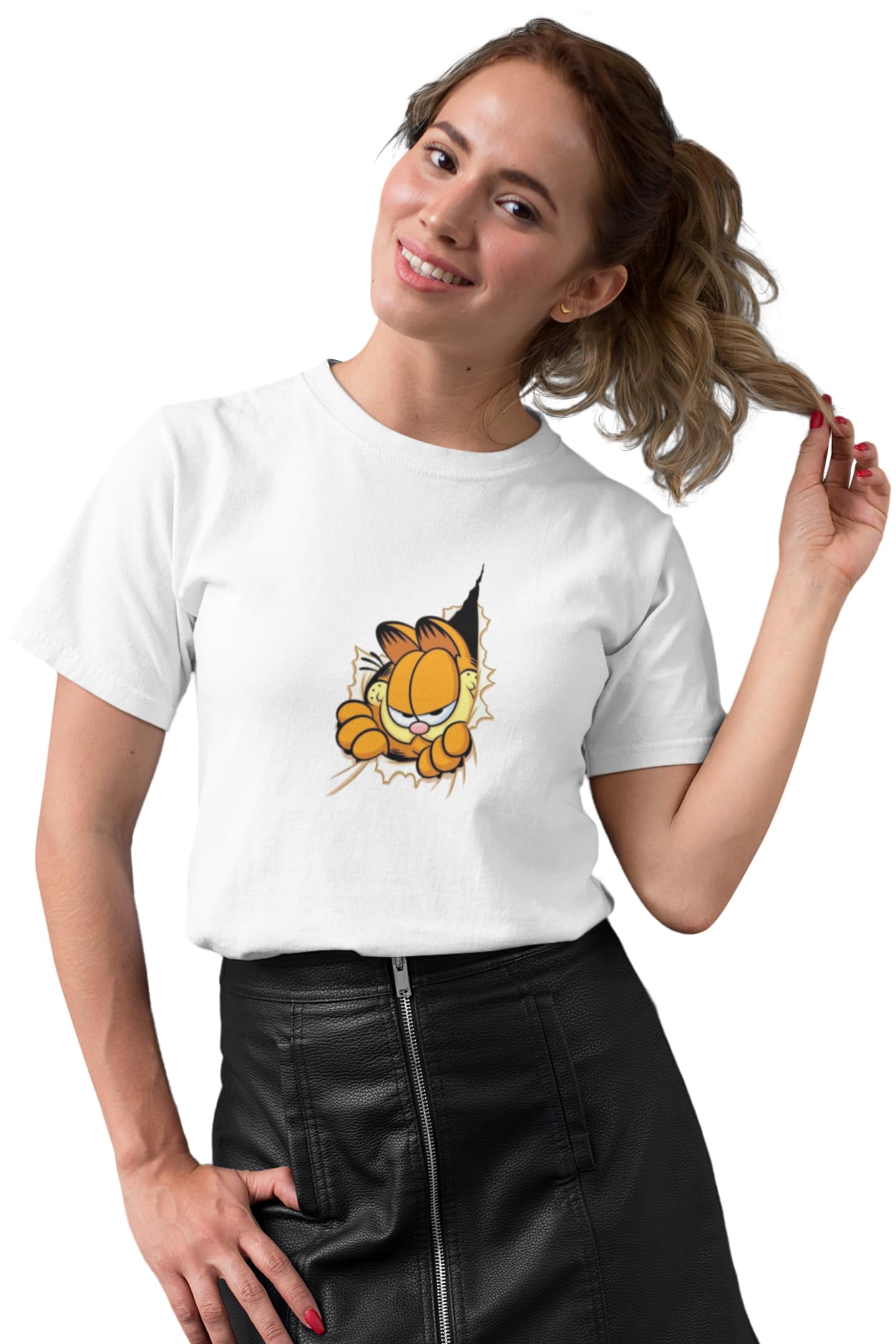 WinkPremium Cotton Regular Fit Casual Tshirt for Women - Garfield Comic Print…
