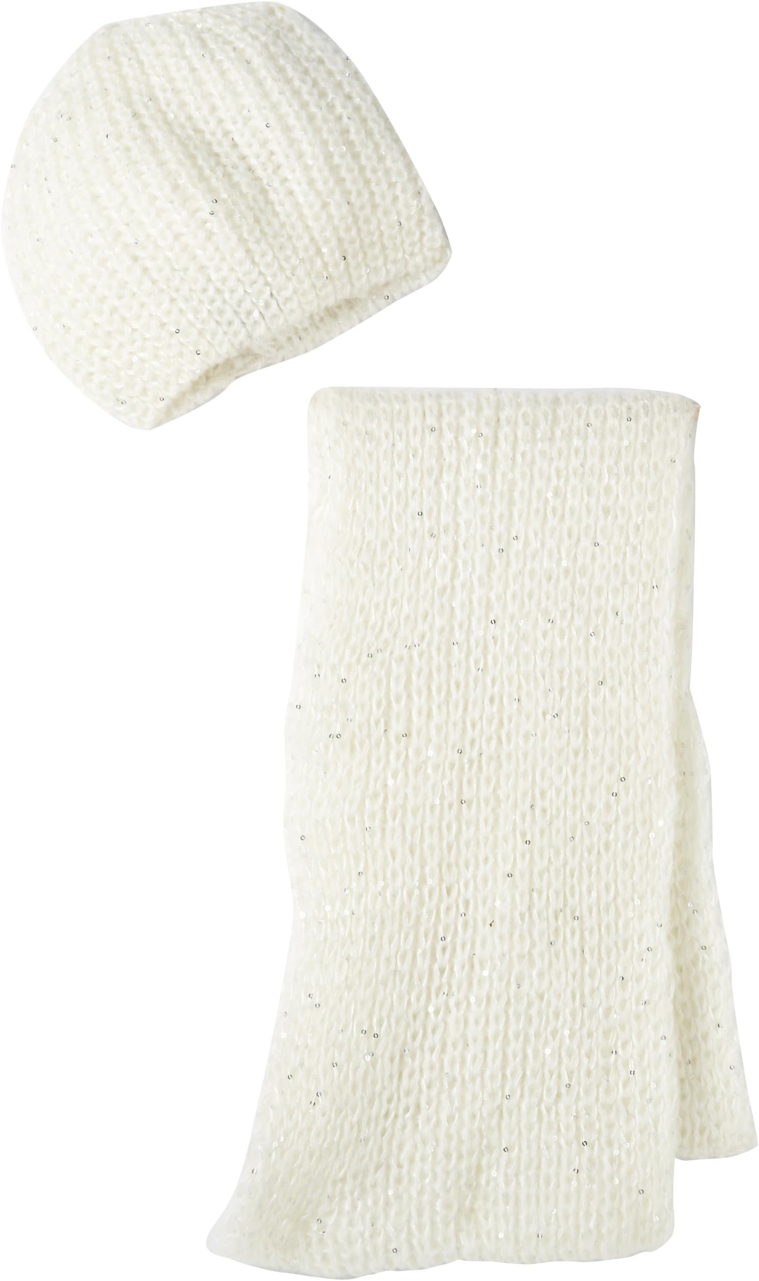 La Fiorentina Women's Lightweight Beanie and Infinity Scarf Set, Ivory, One Size