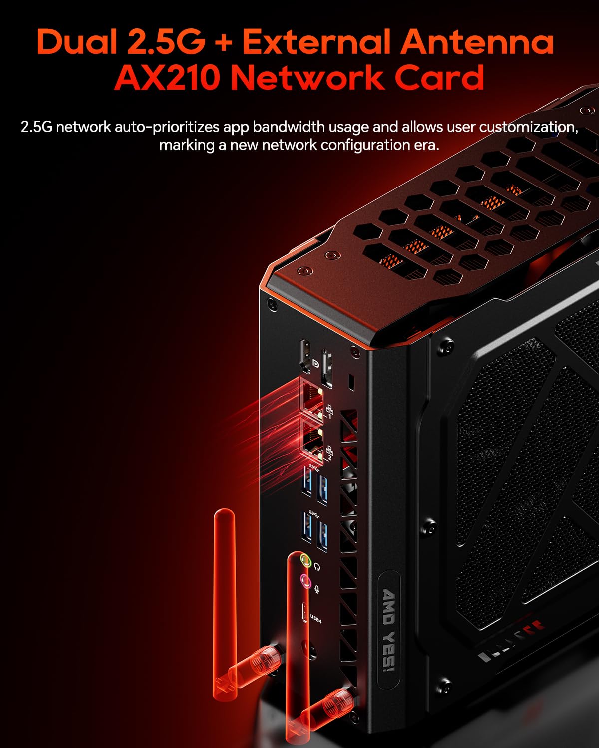 AOOSTAR GODZ Mini PC Gaming Ryzen 7 7435HS + Radeon RX 6600M, 32GB DDR5 1TB SSD, Mini PC con 4K HDMI/DP | Dual 2.5G LAN | WiFi 6E | BT5.2 | USB4, Computer Desktop Gaming per Gamer, Ufficio e Home