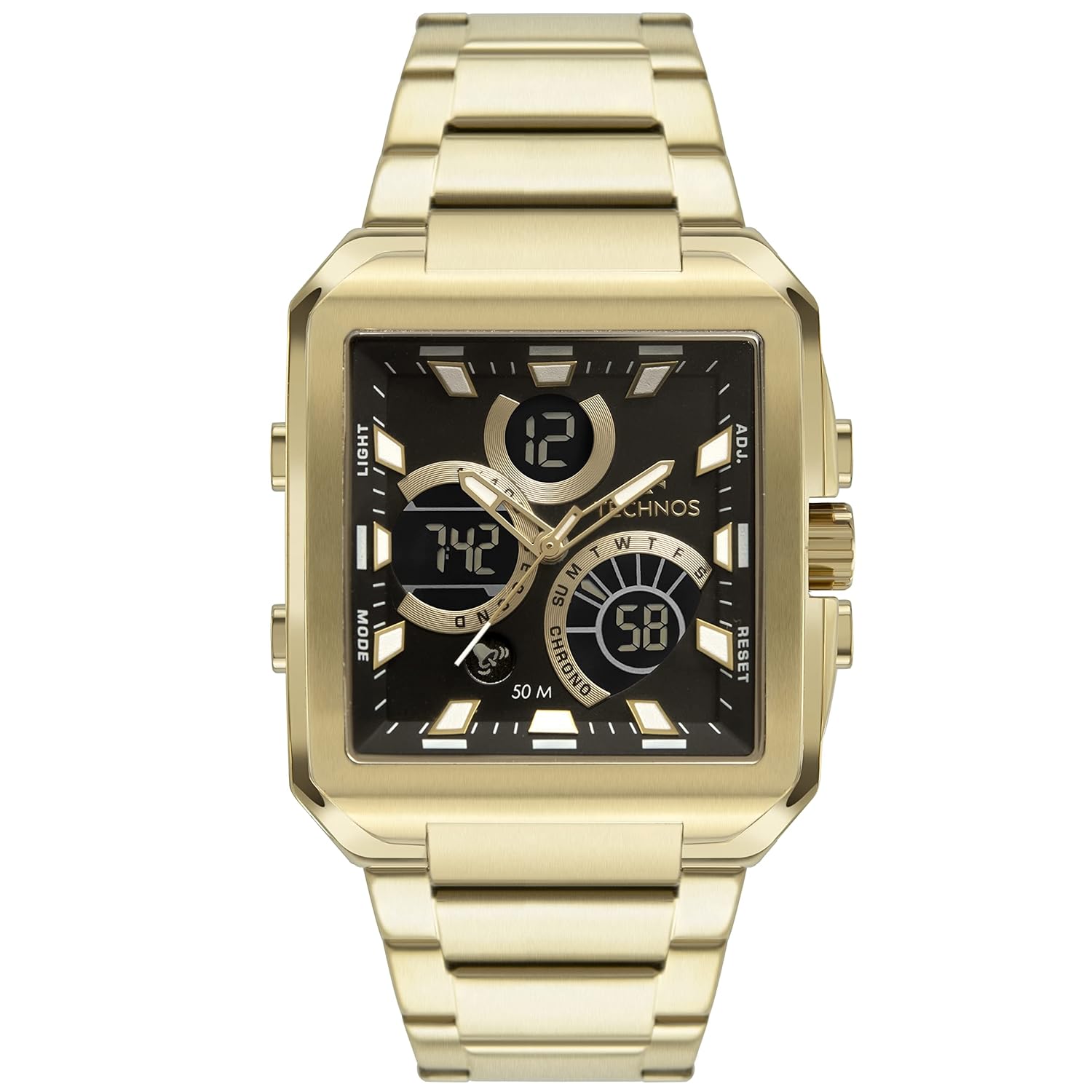 Relógio Masculino Technos Ts Digitech Anadigi Dourado BJ3940AA/1P