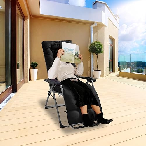 Miniatura 8 de Moclever Cojín para silla de gravedad cero de 67 x 22 x 4 pulgadas, para interiores y exteriores, cojín para silla mecedora reclinable con 6 lazos,