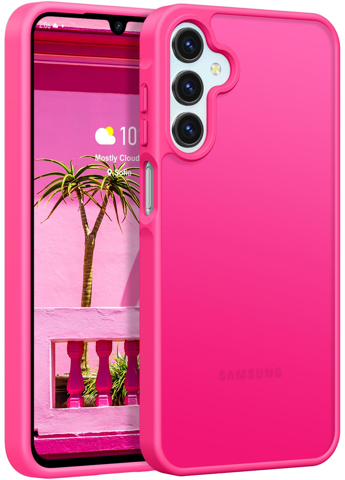 Rayboen for Samsung Galaxy A15 5G Case, Translucent Frosted Skin Feel Anti-Scratch Hard PC Back Soft Silicone Edge, Slim Fit Shockproof Protective Phone Cover for Samsung A15, Matte HotPink