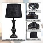 Luvkczc Table Lamps Set of 2, 22" Tall Touch Bedside Lamps with USB C+A Charging Ports, Dimmable Nightstand Lamp with Premium Fabric Lampshade for Bedroom, Living Room