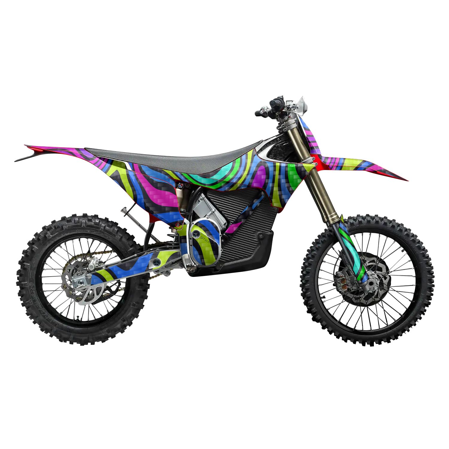 Carbon Fiber Stark Varg MX 2023-2025 Graphics Kit Wrap - Fluorescent - Varg MX Skin - Premium 3M Vinyl Protective Wrap Decal Cover - Easy to Apply | Crafted in The USA by MightySkins