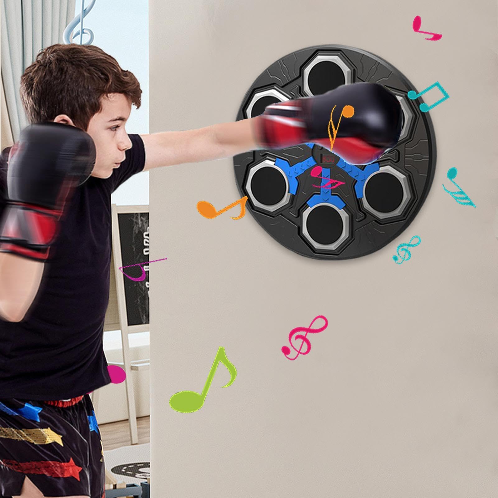 Macchina Da Boxe Musicale Bersaglio Interattivo Da Pugilato Con Musica | Intelligente Attrezzatura Per Allenamento Con Bersaglio Per Casa, Ufficio, Palestra E Fitness Indoor
