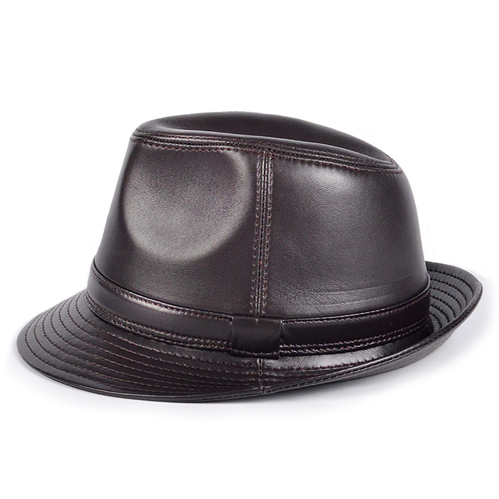Sombreros de invierno, cuero Fedoras Hat Sheepskin Big Brim Jazz Cap Fiesta Bowler Gentleman Sombreros Cap Classic