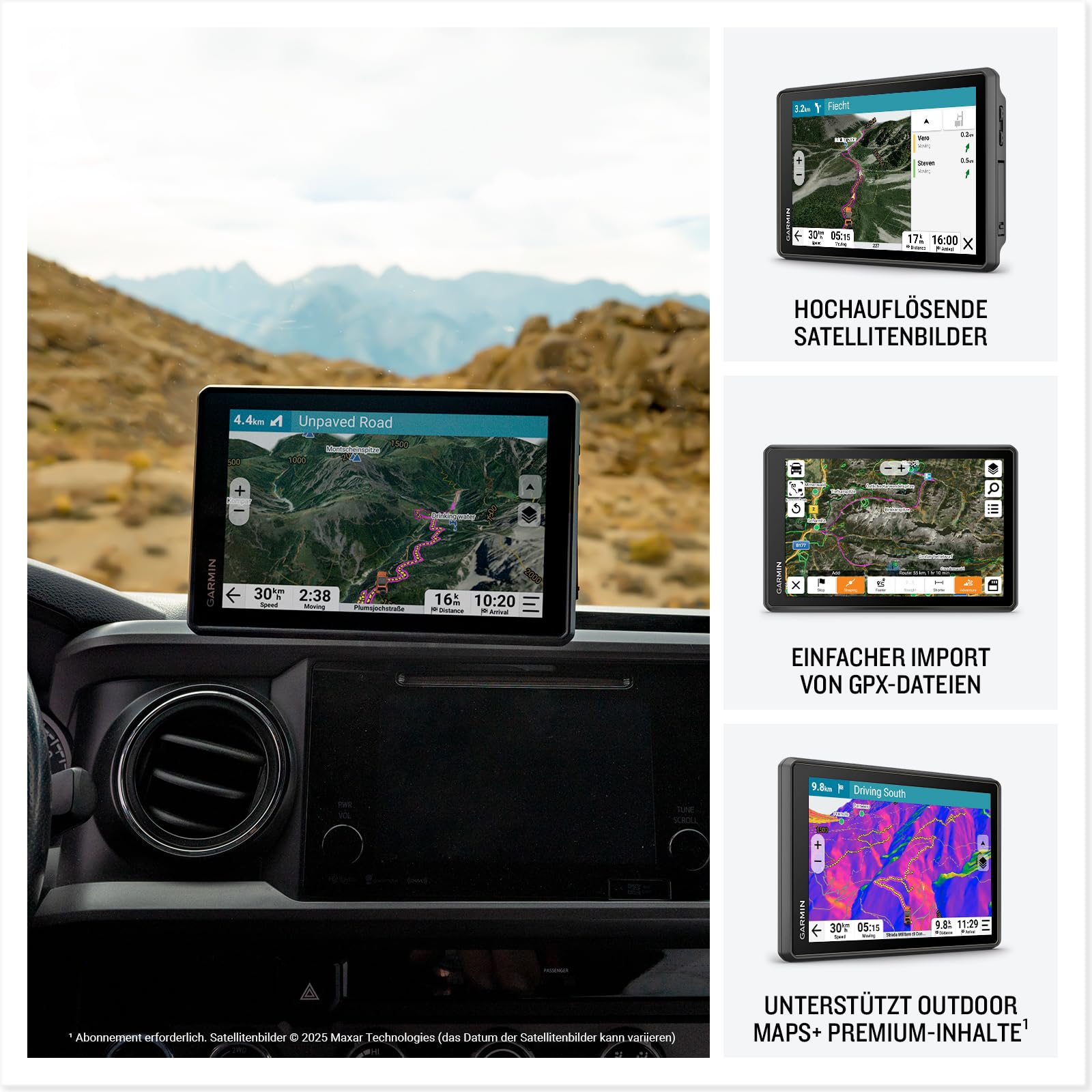 Garmin Tread 2 Overland Edition - robustes All-Terrain-Navi, 8" (20,3cm) -Touchdispay, integrierter inReach Messenger, fahrzeugspezifische Routenführung, Topo-Karten für Europa, Afrika und Naher Osten