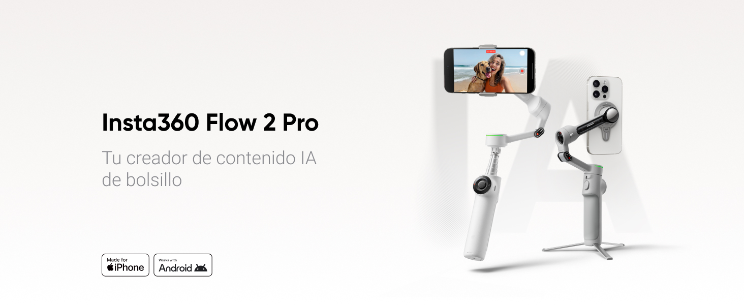 Insta360 Flow 2 Pro Blanco - Estabilizador iPhone/Android | Con