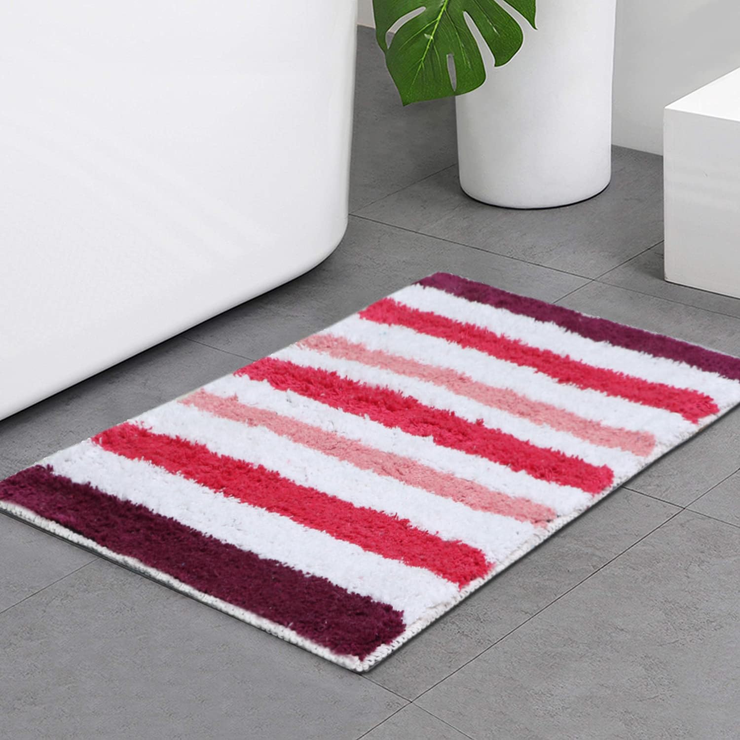 Grey Cotton Stripes Bathmats - Absorbent & Non-Slip -27
