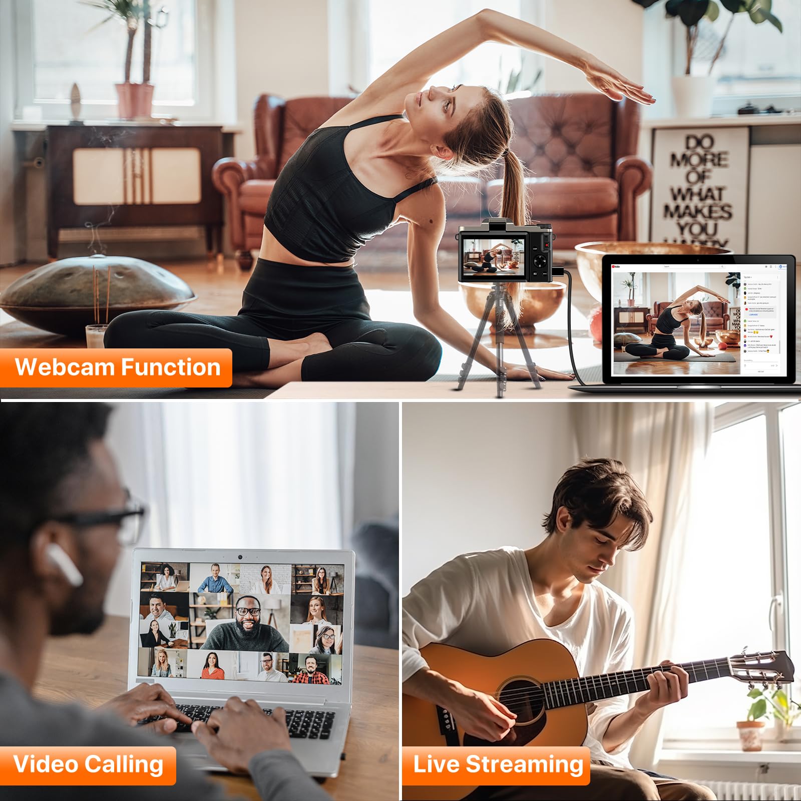 64MP Digitale Camera, Camera Digitaal 4K, Opvouwbaar Scherm, 4K Video, 18x Zoom, Oplaadbaar, met 3 Inch Flip-scherm, Ideaal Kerstcadeau met USB-connectiviteit voor Beginners