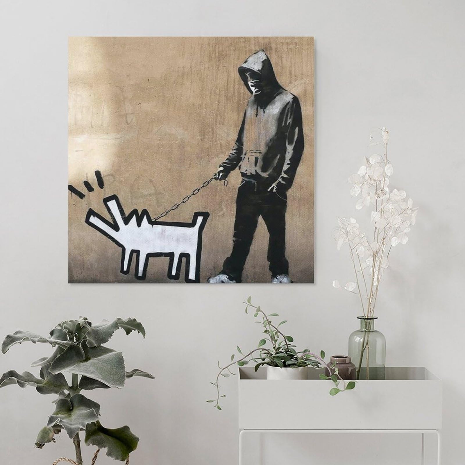 Amazon.co.jp: Banksyバンクシー 《犬を散歩する少年》ポスター