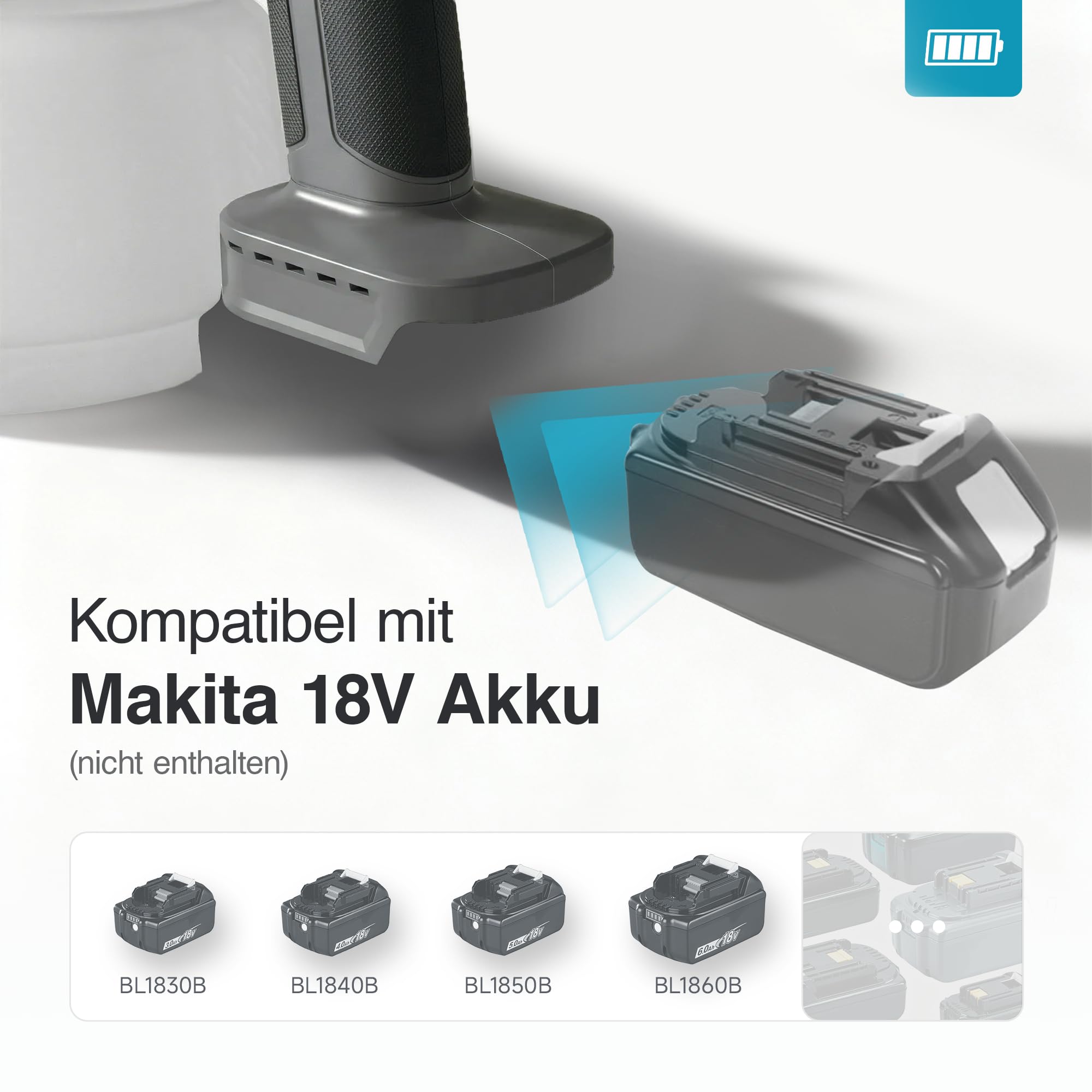 Tilswall Elektrische Farbspritzpistole, kompatibel mit Makita 18V Akku (ohne Akku), Akku Farbsprühsystem mit bürstenlosem Motor, innovativer seitlichem Farbbehälter, Geeignet zum Sprühen von Möbeln