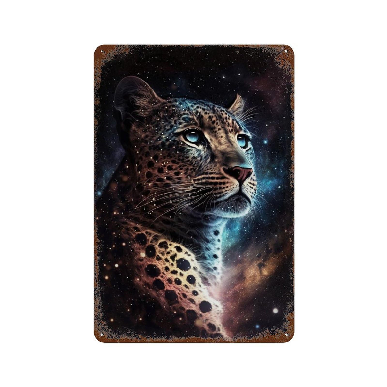 Galactic Leopard Portrait-20 11.8"x7.9" Retro Metal Sign, Vintage Wall Decor for Office, Studio And Wall Decor