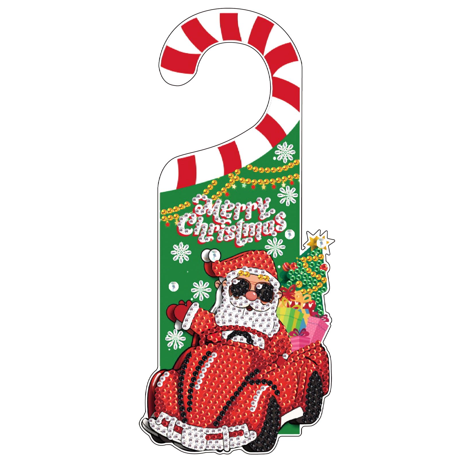 AiYuanzsh Diamond Painting Christmas Door Sign Pendant Kits for Door Decoration, Christmas Santa Claus 5D Crystal Rhinestones Diamond Art Hanging Door by Number Kits Hanging Home Decor Gift