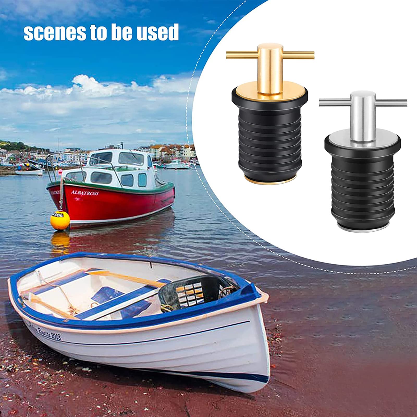 Bouchon de vidange en caoutchouc pour bateau 2,5 cm ou 3,8 cm avec poignée en forme de T pour bouchon de vidange marine de 23 mm et 30 mm