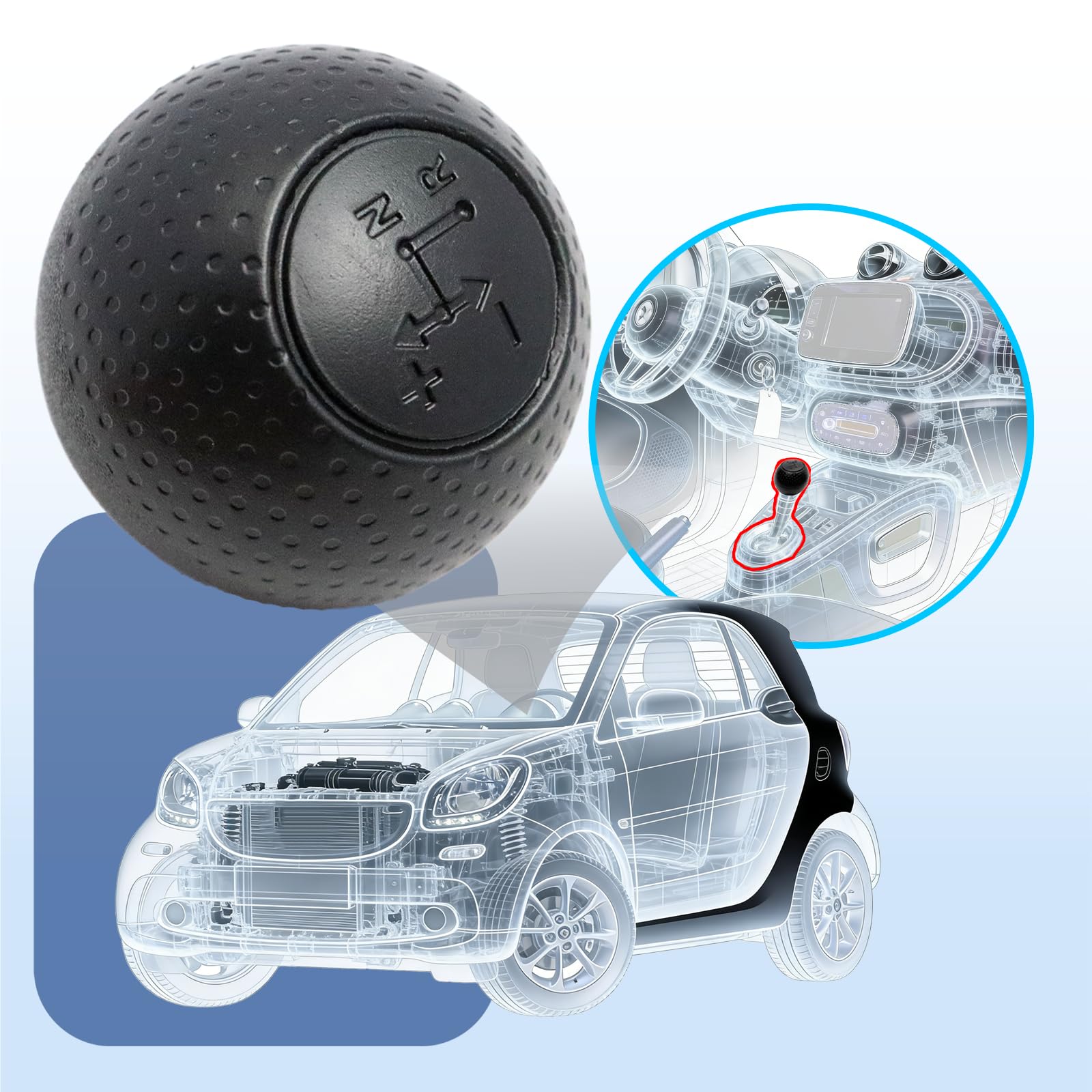 Automatik Schaltknauf Schalthebel Automatischer Schalthebelknopf Schaltgetriebe Kopf für Smart Fortwo 450 1998–2014 866789887