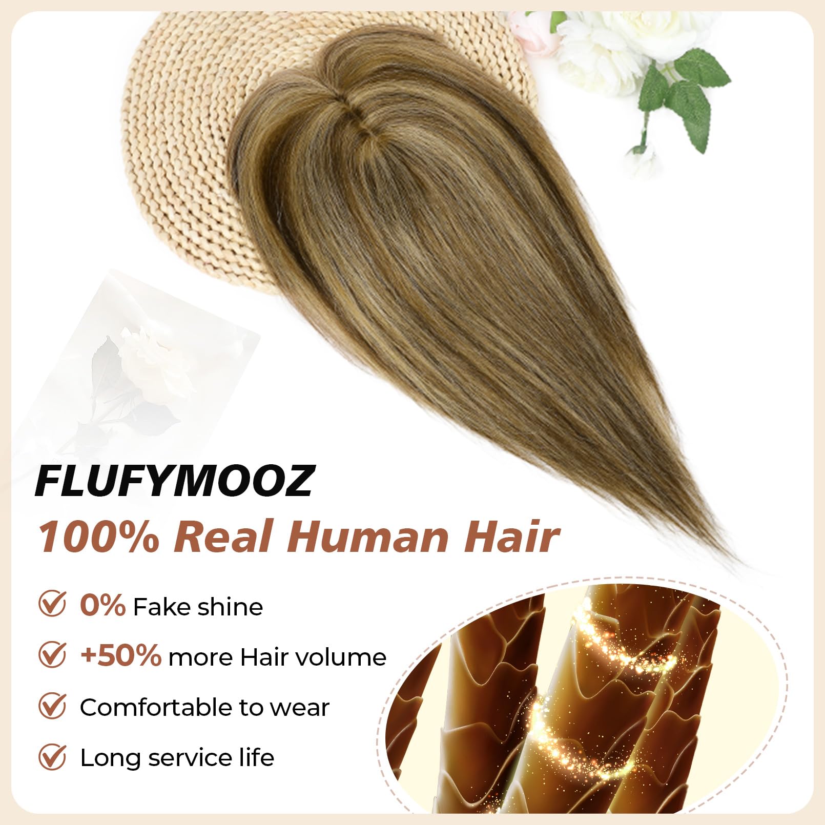 Flufymooz 100% Real Human Hair Toppers - Image 2
