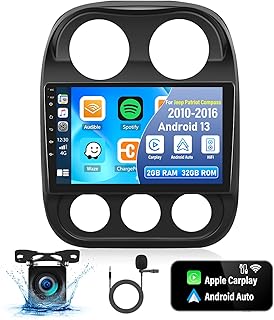[2+32G] Android 13 Car Stereo for Jeep Patriot Compass 2010-2016 with Apple Carplay&Android Auto,10.1 Inch Car Radio with Mirror Link Bluetooth FM/RDS WiFi GPS SWC Dual USB+AHD Backup Camera&Mic