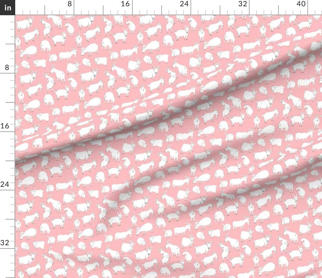Spoonflower Fabric - Goats Playing Pink Kid Goat Girl Animal Cute Children Kids Play Printed on Petal Signature Cotton Fabric by The Yard - Sewing Quilting Apparel Crafts Decor